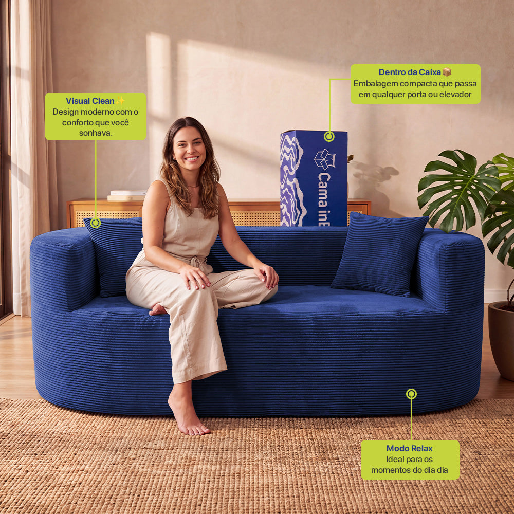 Sofá Solace Xpand Tech a Vácuo Velourê Cama inBox