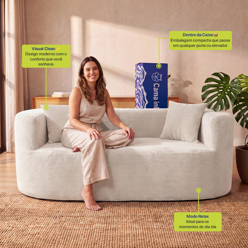 Sofá Solace Xpand Tech a Vácuo Velourê Cama inBox