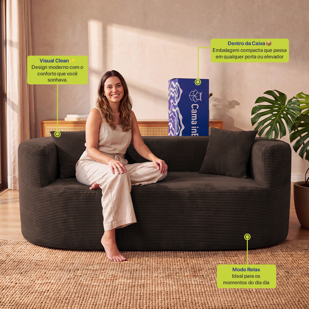 Sofá Solace Xpand Tech a Vácuo Velourê Cama inBox