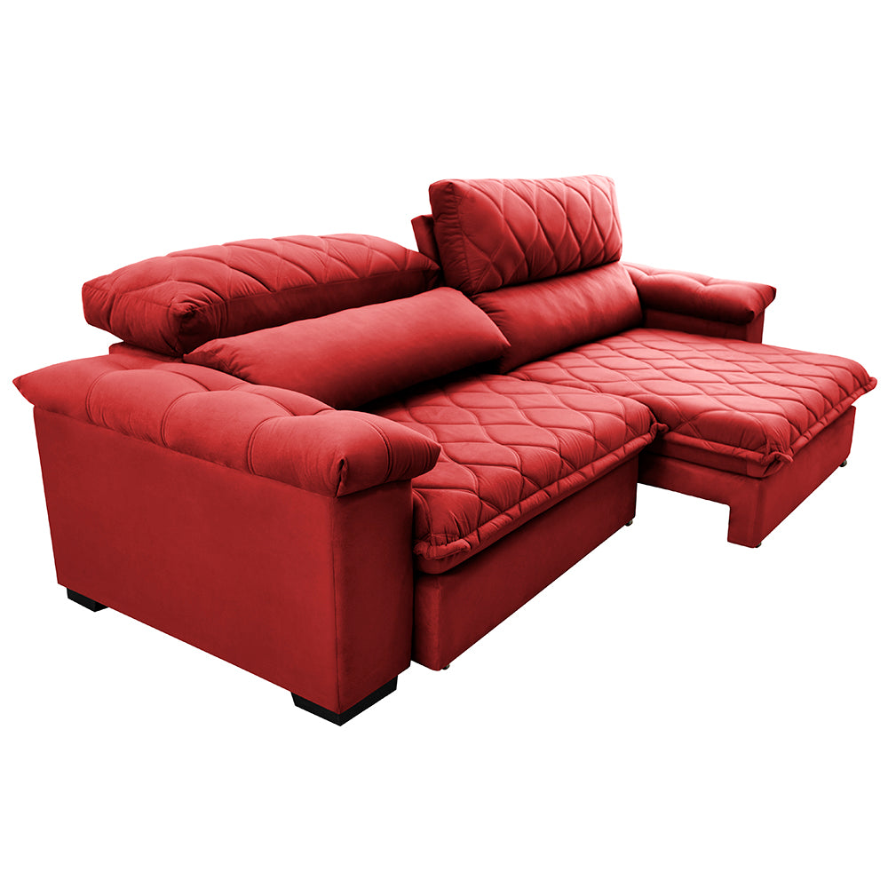 Sofá Retrátil e Reclinável Molas Ensacadas Cama inBox Big Home com Bordado 3D Velusoft