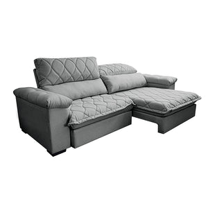 Sofá Retrátil e Reclinável Molas Ensacadas Cama inBox Big Home com Bordado 3D Linho