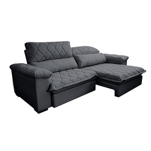 Sofá Retrátil e Reclinável Molas Ensacadas Cama inBox Big Home com Bordado 3D Linho