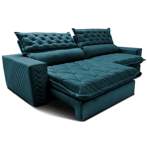 Sofá Retrátil e Reclinável Molas Ensacadas Cama inBox Spazus com Bordado 3D