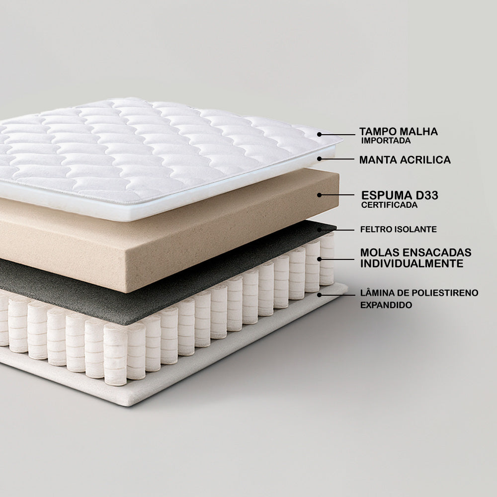 0 - Colchão Casal com Molas Ensacadas Cama inBox Wonderful Branco