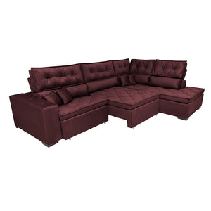 Sofá de Canto Retrátil e Reclinável Direito 3,40x2,36m Molas Cama inBox Espanha Velusoft