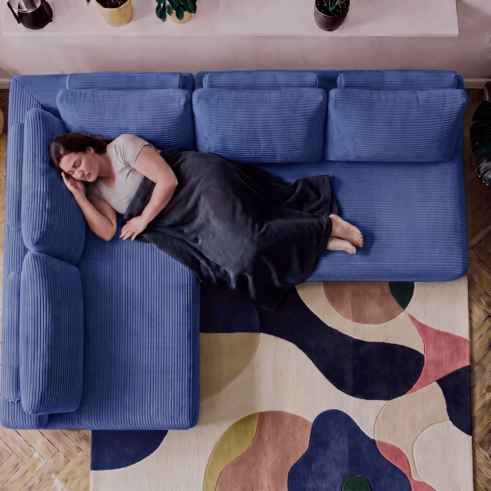 Sofá de Canto Modular Vibe Esquerdo 2,70m x 1,70m Xpand Tech Tecido Velourê Cama inBox