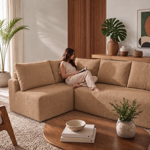 Sofá de Canto Vibe Esquerdo 2,70 x 1,70 BoostTech Bouclê Cama inBox