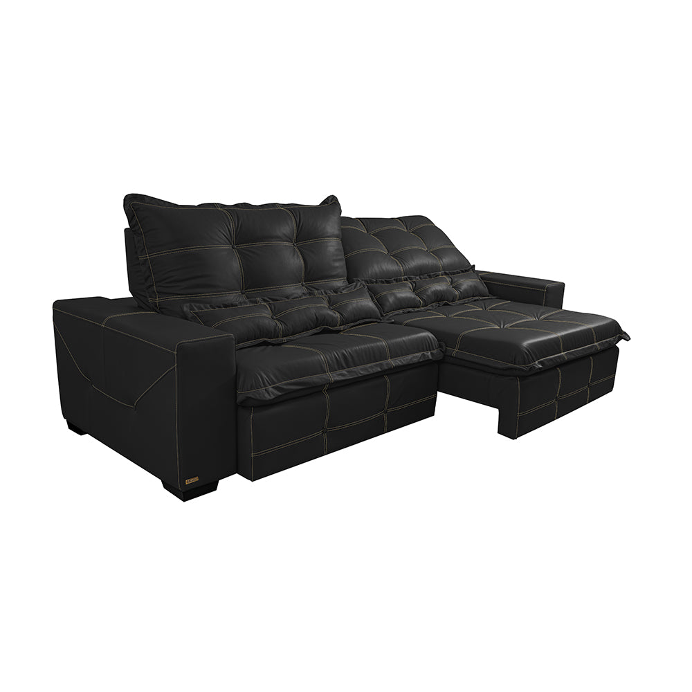 Sofá de Courino Retrátil e Reclinável Cama inBox Bourbon SoftGel D40