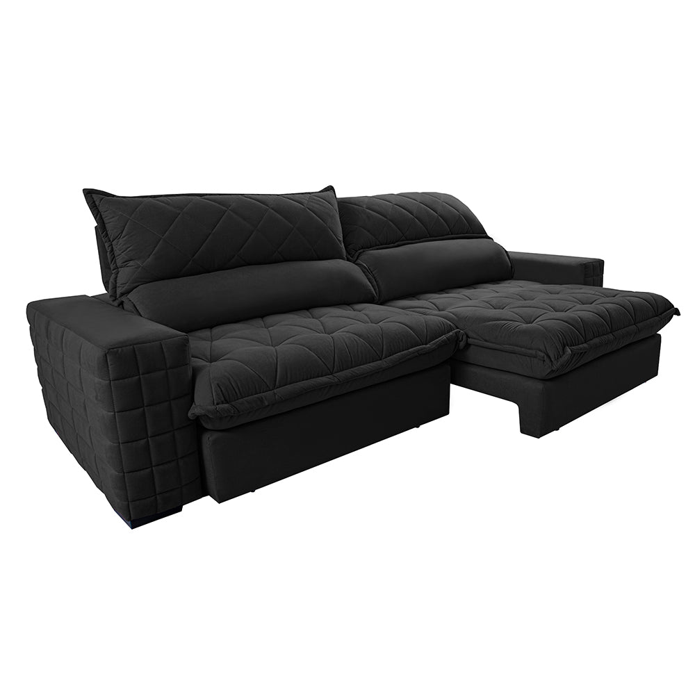 Sofá Retrátil e Reclinável 2,15m Molas Ensacadas Cama inBox Elegance com ThermoGel Velusoft