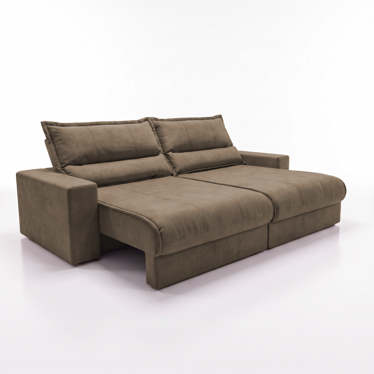 Sofá Retrátil e Reclinável Smart Clean Tecido Velusoft Cama inBox