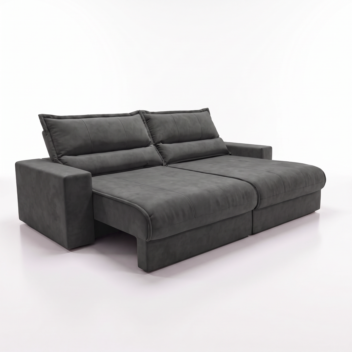 Sofá Retrátil e Reclinável Smart Clean Tecido Velusoft Cama inBox