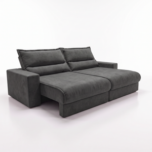 Sofá Retrátil e Reclinável Smart Clean Tecido Velusoft Cama inBox