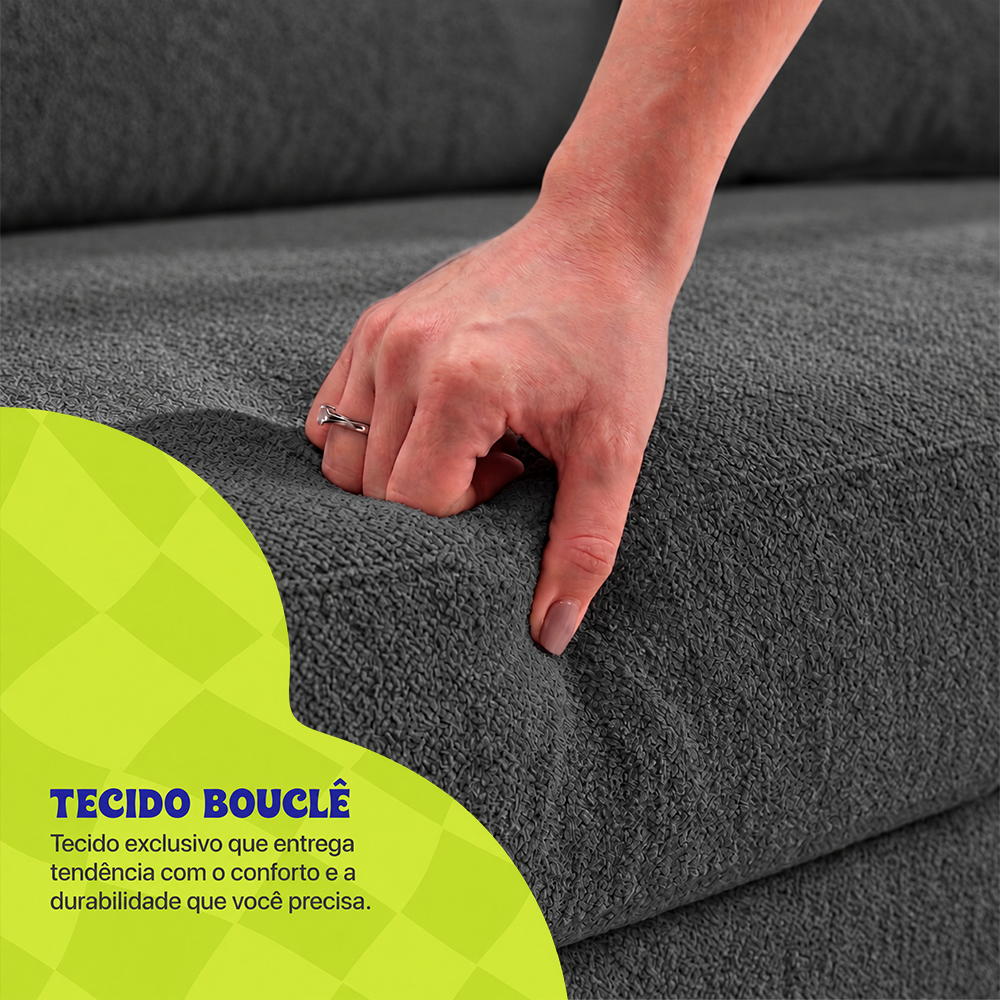 Sofá Cama Nami Xpand Tech a Vácuo Bouclê Cama inBox