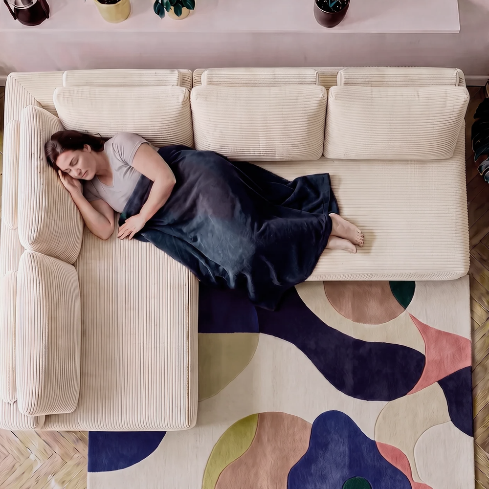 Sofá de Canto Modular Vibe Esquerdo 2,70m x 1,70m Xpand Tech Tecido Velourê Cama inBox