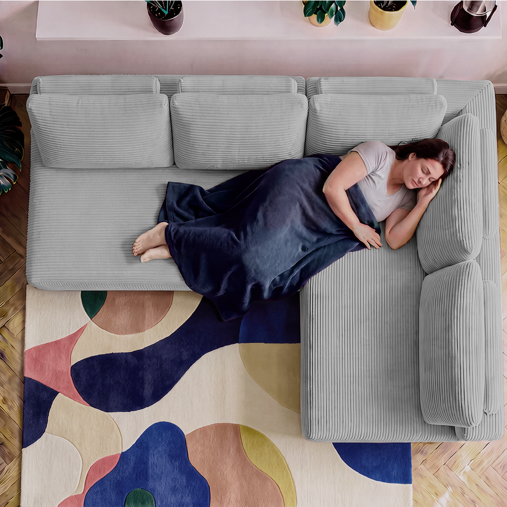 Sofá de Canto Modular Vibe Direito 2,70m x 1,70m Xpand Tech Tecido Velourê Cama inBox