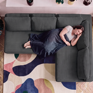 Sofá de Canto Modular Vibe Direito 2,70m x 1,70m Xpand Tech Tecido Velourê Cama inBox