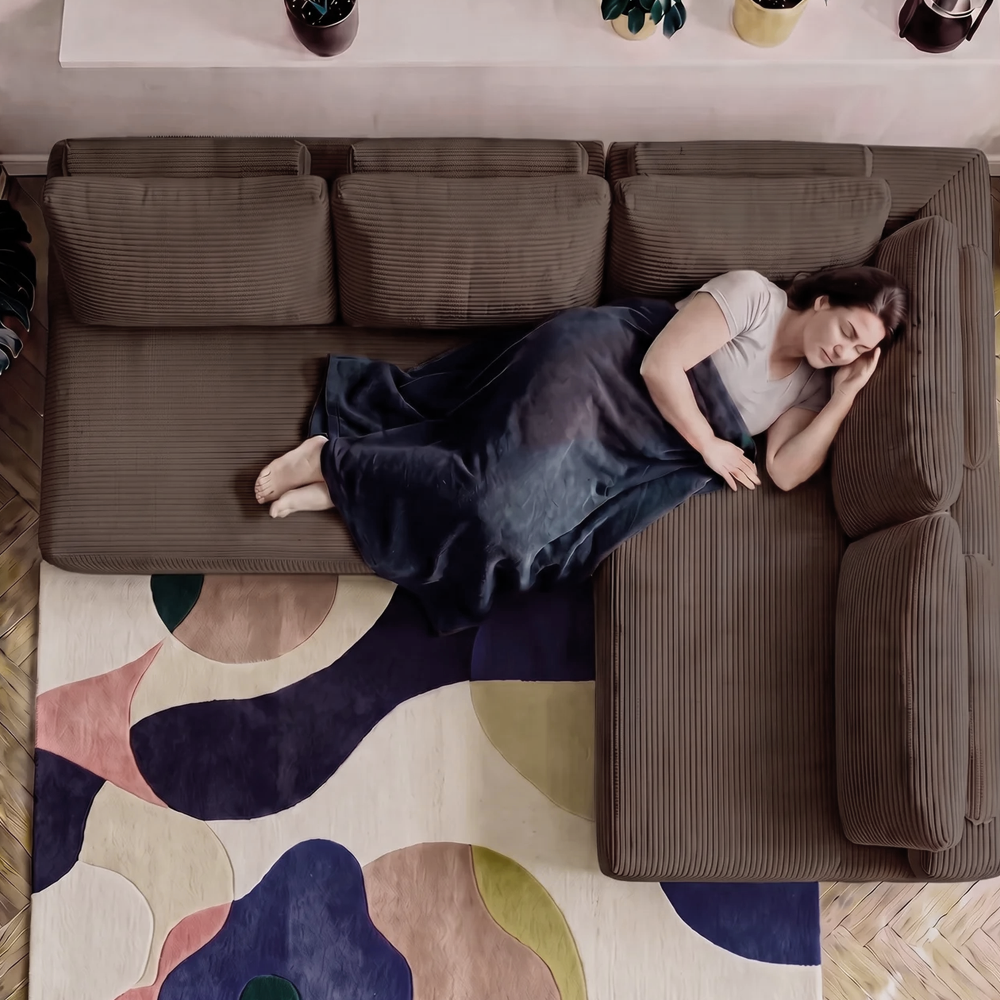 Sofá de Canto Modular Vibe Direito 2,70m x 1,70m Xpand Tech Tecido Velourê Cama inBox