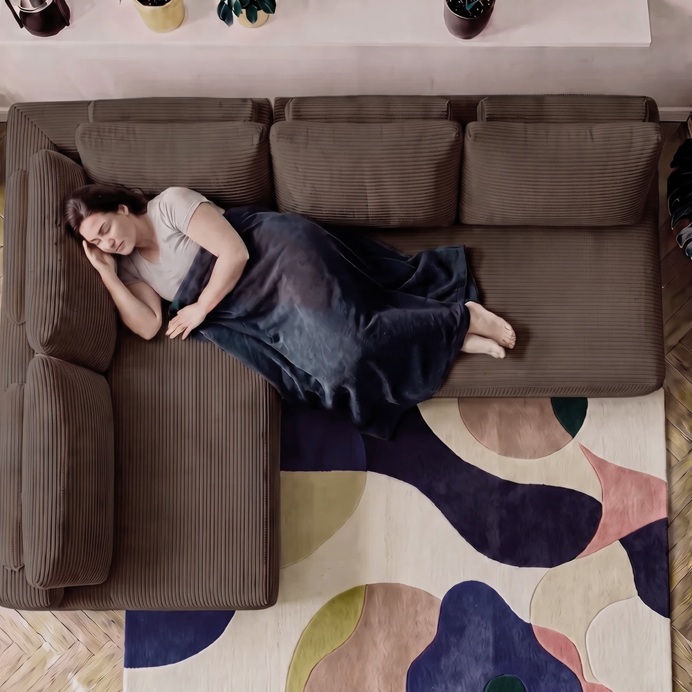 Sofá de Canto Modular Vibe Esquerdo 2,70m x 1,70m Xpand Tech Tecido Velourê Cama inBox