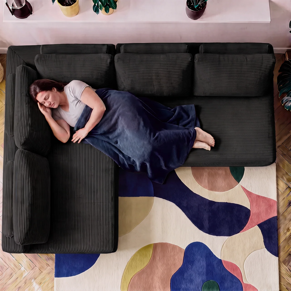 Sofá de Canto Modular Vibe Esquerdo 2,70m x 1,70m Xpand Tech Tecido Velourê Cama inBox