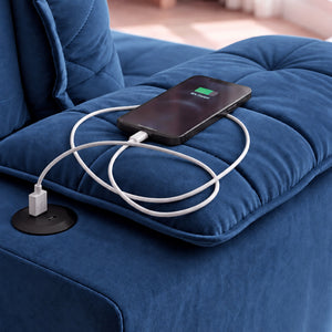 Sofá Retrátil e Reclinável Amalfi com Espuma SoftGel e Carregador USB/USB-C Velupluma Cama inBox