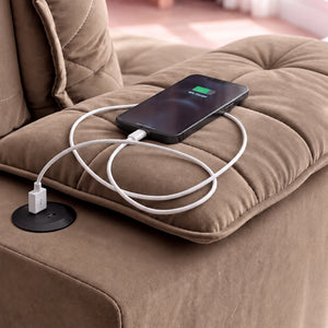 Sofá Retrátil e Reclinável Amalfi com Espuma SoftGel e Carregador USB/USB-C Velupluma Cama inBox
