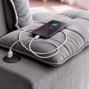 Sofá Retrátil e Reclinável Amalfi com Espuma SoftGel e Carregador USB/USB-C Velupluma Cama inBox