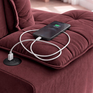 Sofá Retrátil e Reclinável Amalfi com Espuma SoftGel e Carregador USB/USB-C Velupluma Cama inBox