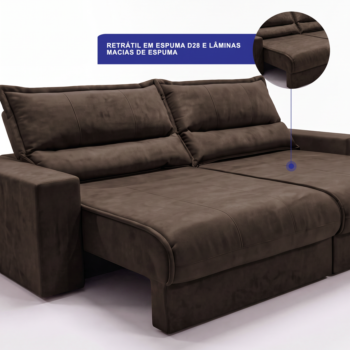 Sofá Retrátil e Reclinável Smart Clean Tecido Velusoft Cama inBox