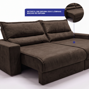 Sofá Retrátil e Reclinável Smart Clean Tecido Velusoft Cama inBox