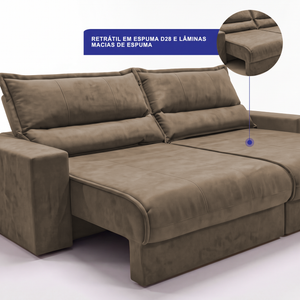 Sofá Retrátil e Reclinável Smart Clean Tecido Velusoft Cama inBox