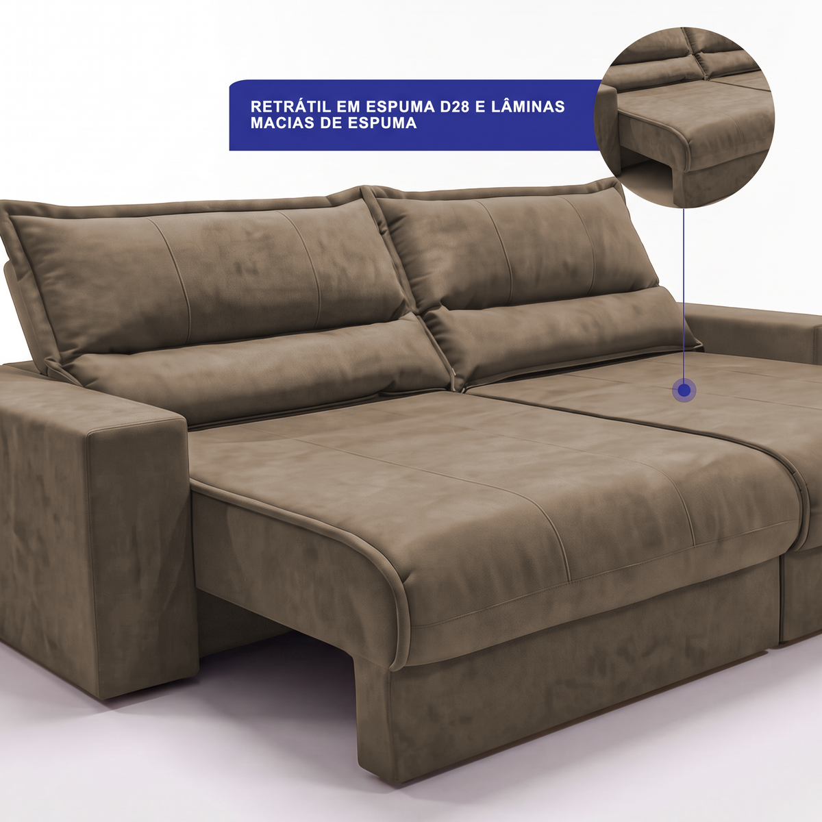 Sofá Retrátil e Reclinável Smart Clean Tecido Velusoft Cama inBox