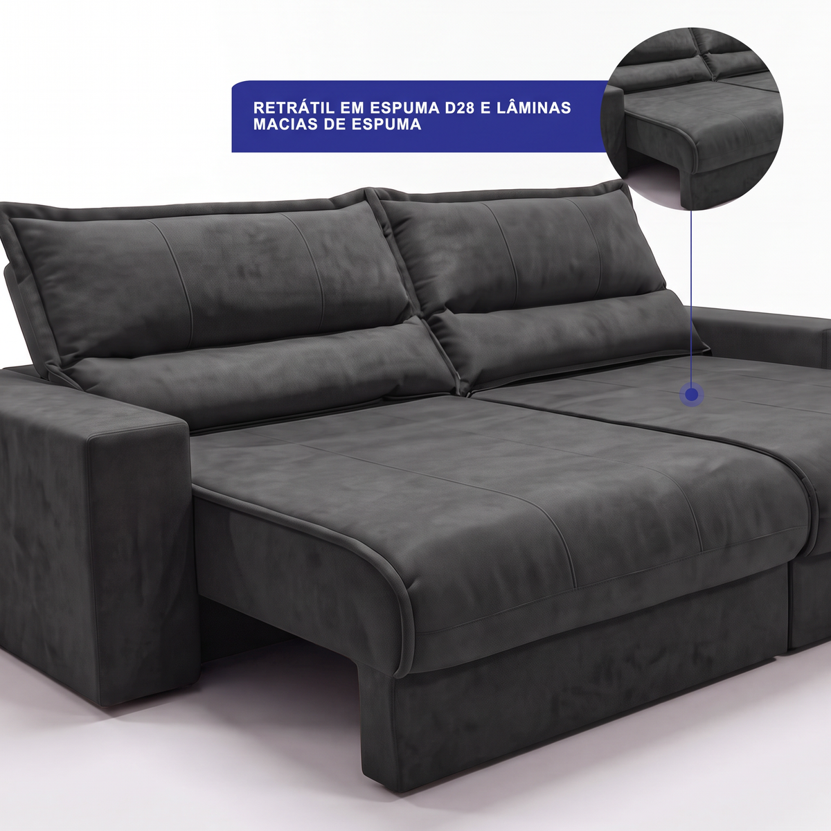 Sofá Retrátil e Reclinável Smart Clean Tecido Velusoft Cama inBox