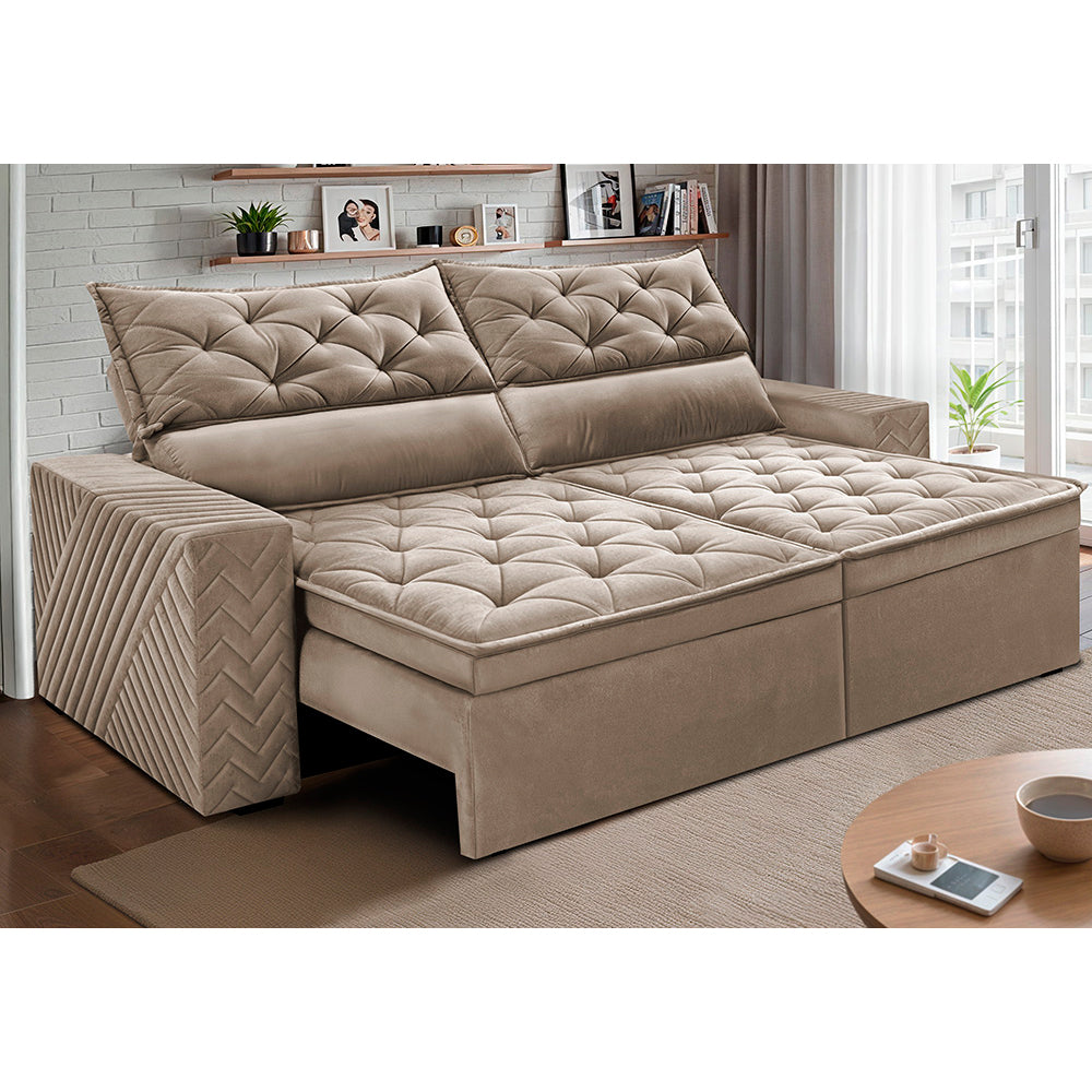 Sofá Retrátil e Reclinável 2,00m Essence Velusoft Cama inBox