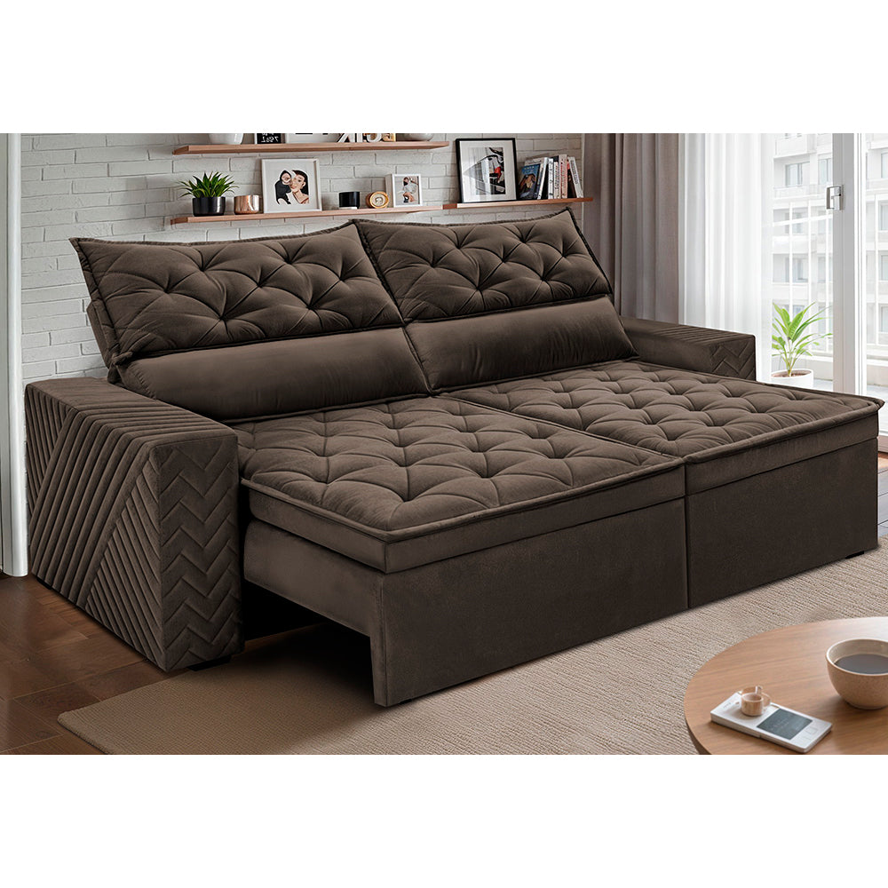 Sofá Retrátil e Reclinável 2,00m Essence Velusoft Cama inBox