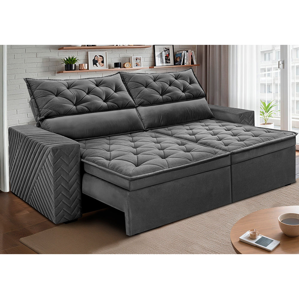 Sofá Retrátil e Reclinável 2,00m Essence Velusoft Cama inBox