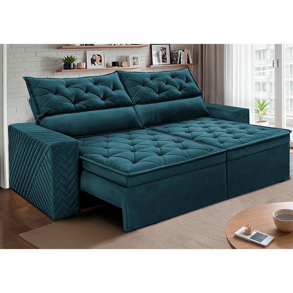 Sofá Retrátil e Reclinável 2,00m Essence Velusoft Cama inBox