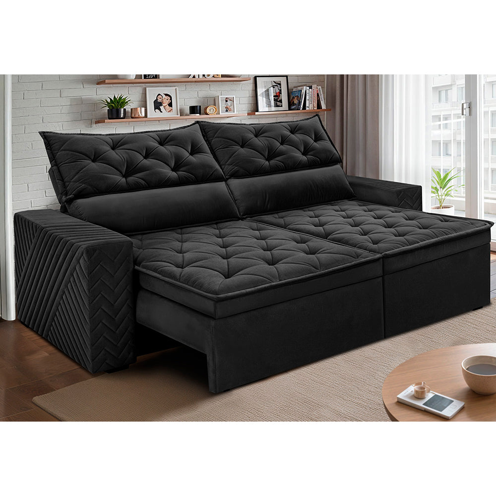 Sofá Retrátil e Reclinável 2,00m Essence Velusoft Cama inBox