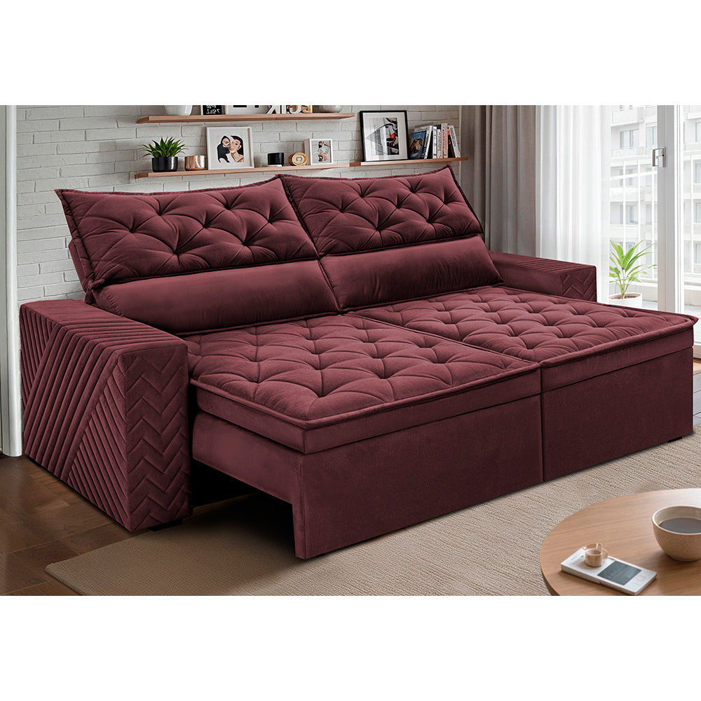 Sofá Retrátil e Reclinável 2,00m Essence Velusoft Cama inBox