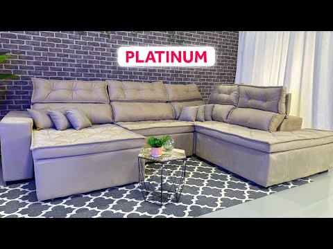 Sofá de Canto 2,60x2,36m Retrátil e Reclinável com Molas Cama inBox Platinum Esquerdo Suede