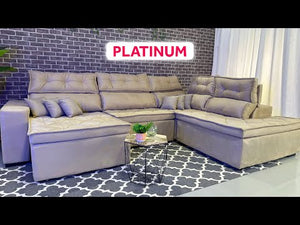 Sofá de Canto 2,60x2,36m Retrátil e Reclinável com Molas Cama inBox Platinum Esquerdo Suede