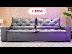 0 - Sofá Lisboa 2,12m Retrátil, Reclinável com Molas no Assento T
