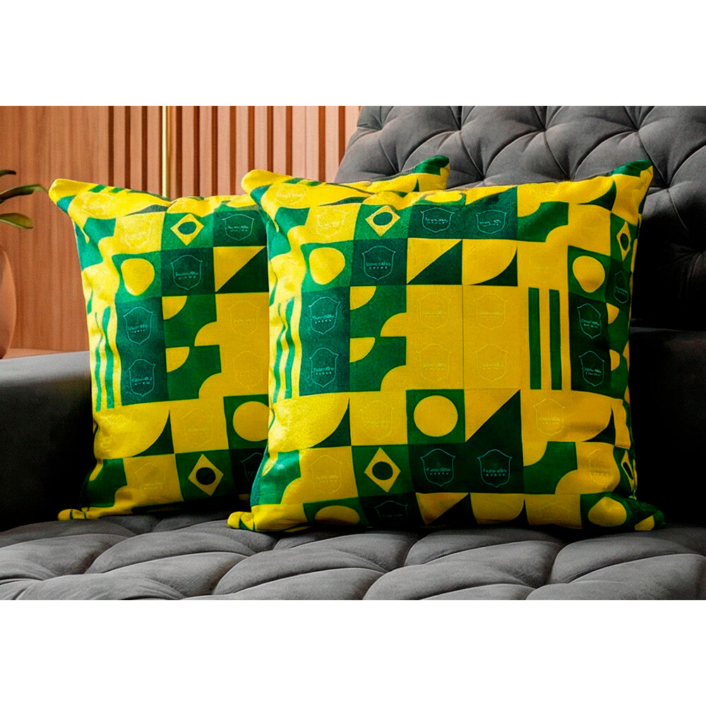 Almofadas Kit Plumie de 45x45cm 2 Uni Estampadas Brasil Cama inBox