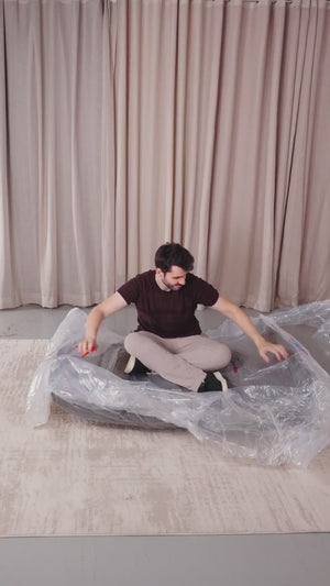 Sofá Evo com Chaise Lounge a Vácuo Velourê 3 módulos