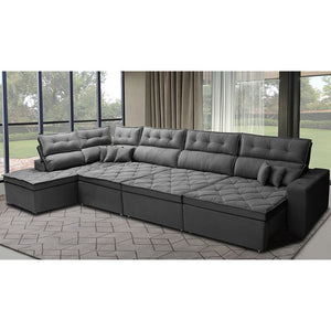 Sofá de Canto Esquerdo Retrátil e Reclinável com Molas Cama inBox Platinum Suede