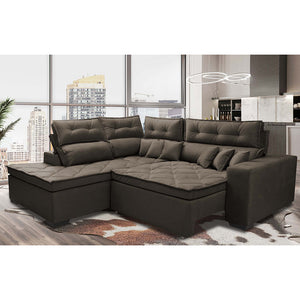 Sofá de Canto 2,60x2,36m Retrátil e Reclinável com Molas Cama inBox Platinum Esquerdo Suede