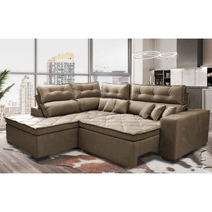 Sofá de Canto 2,60x2,36m Retrátil e Reclinável com Molas Cama inBox Platinum Esquerdo Suede