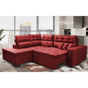 Sofá de Canto 2,60x2,36m Retrátil e Reclinável com Molas Cama inBox Platinum Esquerdo Suede