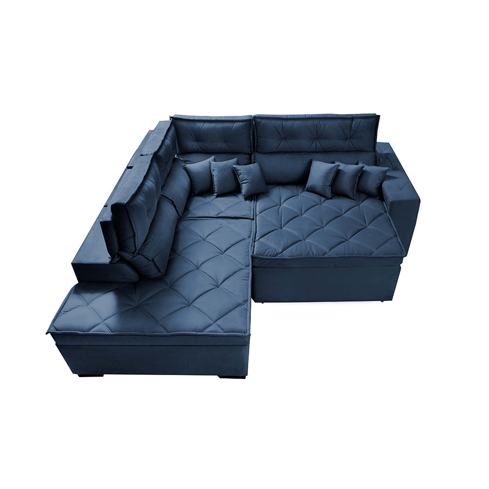 Sofá de Canto 2,60x2,36m Retrátil e Reclinável com Molas Cama inBox Platinum Esquerdo Suede