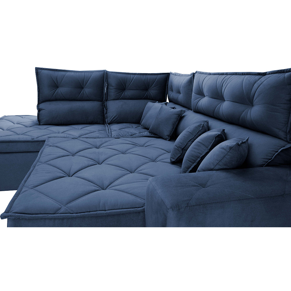 Sofá de Canto 2,60x2,36m Retrátil e Reclinável com Molas Cama inBox Platinum Esquerdo Suede