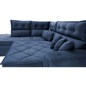 Sofá de Canto 2,60x2,36m Retrátil e Reclinável com Molas Cama inBox Platinum Esquerdo Suede